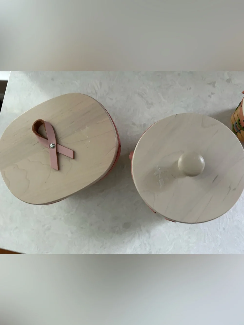 2 Longaberger Pink & Natural Woven Set. Cancer awareness. Cancer society